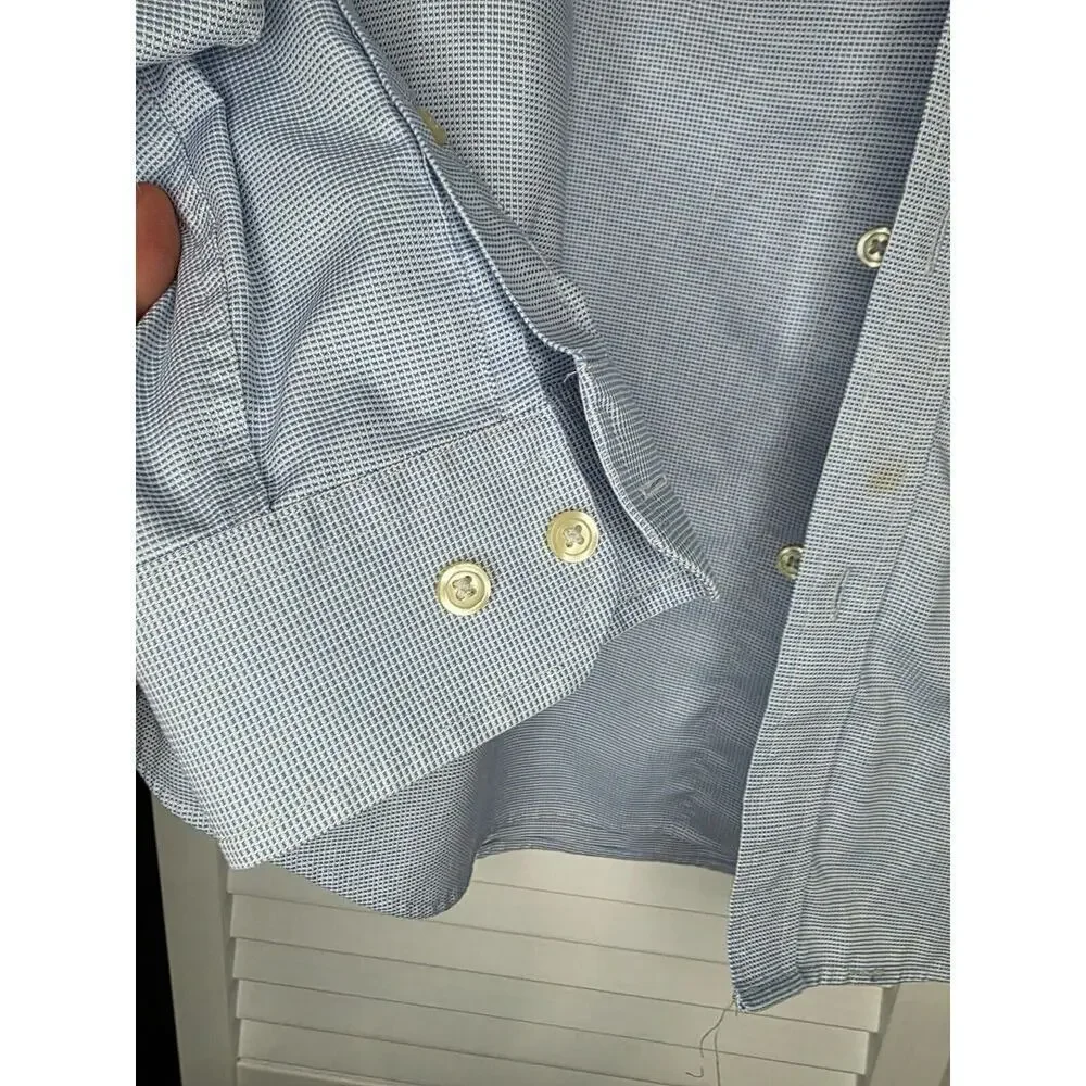 Banana Republic Shirt Mens Large L Blue Plaid Button Down Long Sleeve Non‎ Iron